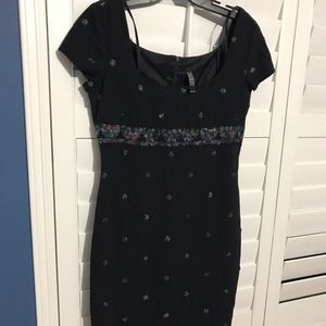 Navy blue with embroidered flowers Laundry dress.
